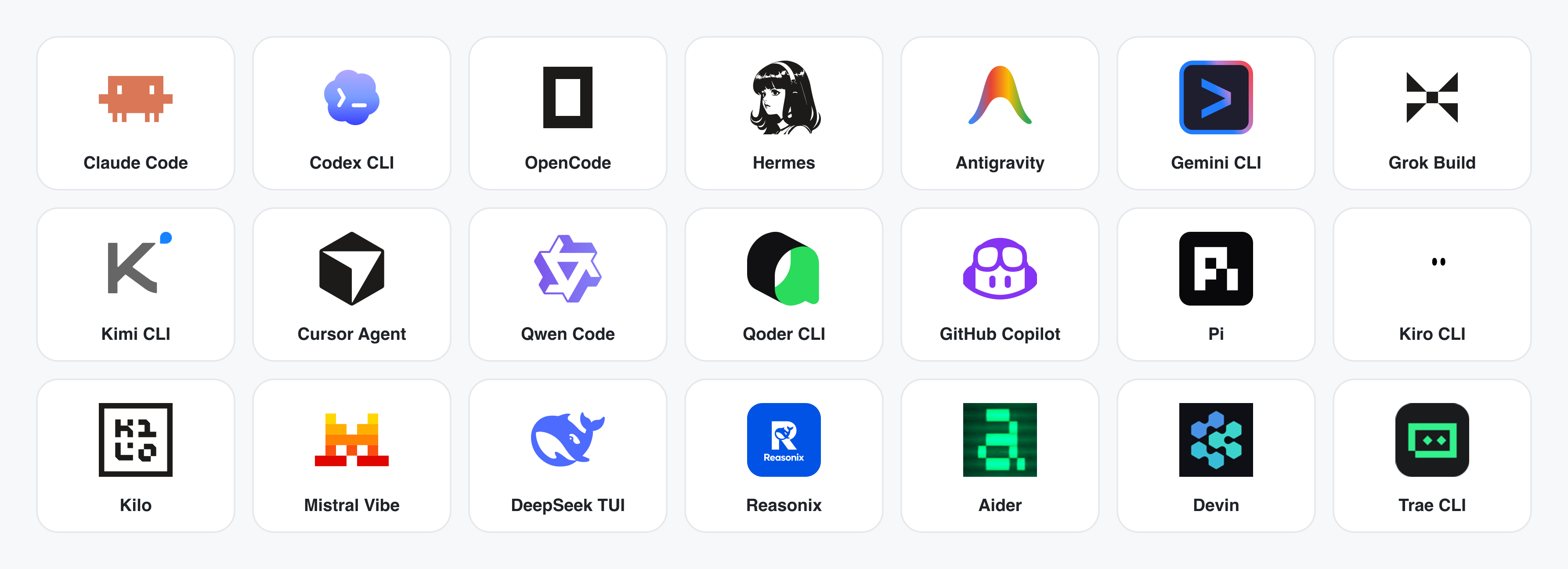 Open Design 支持的本地 coding agent 图谱,涵盖 Claude Code、Hermes 等多种引擎